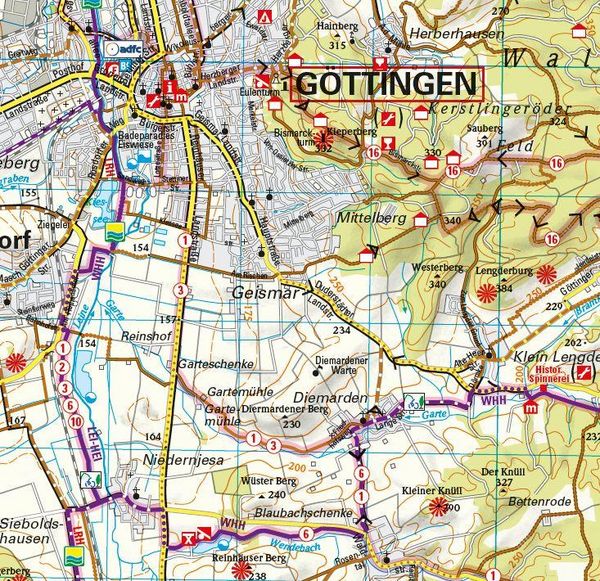 Produktbild: BVA ADFC Regionalkarte Die sch&ouml;nsten Radtouren in G&ouml;ttingen und dem Oberen Leinetal, mit Tagestourenvorschl&auml;gen 1:75.000