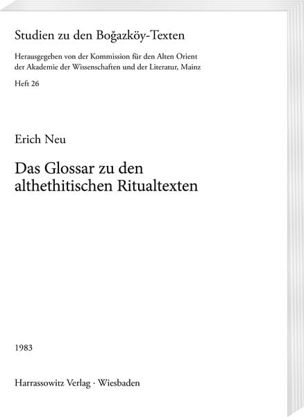 Produktbild: Glossar zu den althethitischen Ritualtexten