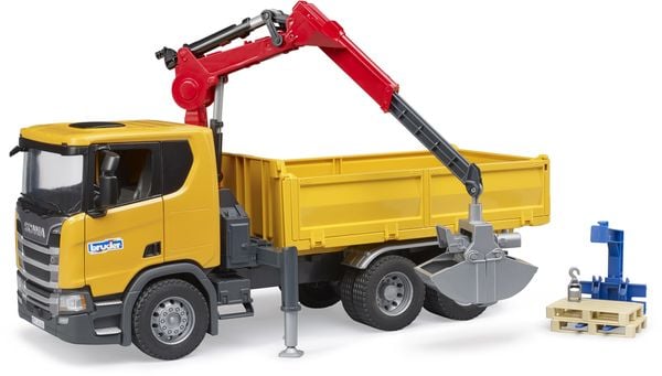 Bruder - Scania Super 560R Baustellen- LKW Kran und 2 Paletten