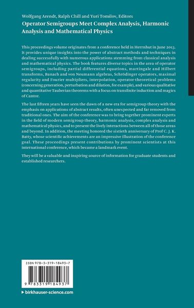 Produktbild: Operator Semigroups Meet Complex Analysis, Harmonic Analysis and Mathematical Physics