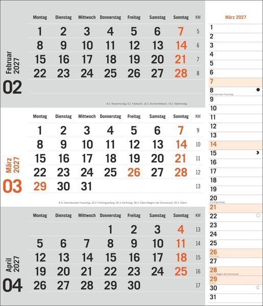 Produktbild: times&more 3-Monatsplaner, orange 2027