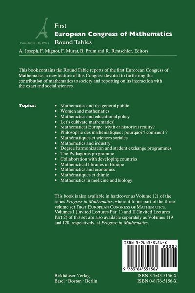 Produktbild: First European Congress of Mathematics