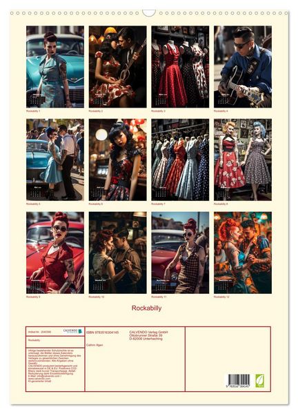 Produktbild: Rockabilly (Wandkalender 2026 DIN A2 hoch), CALVENDO Monatskalender