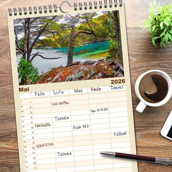 Produktbild: Familienplaner 2026 - Patagonien, Tierra del Fuego: Am Rand der Welt mit 5 Spalten (Wandkalender, 21 x 45 cm) CALVENDO