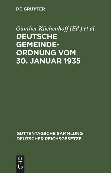 Produktbild: Deutsche Gemeindeordnung vom 30. Januar 1935