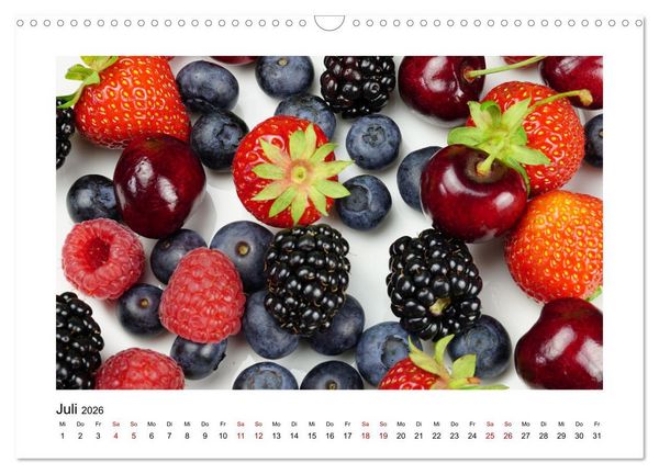 Produktbild: Frisches Obst - Mit leckeren Fr&uuml;chten und Vitaminen gesund durchs Jahr! (Wandkalender 2026 DIN A3 quer), CALVENDO Monatskalender