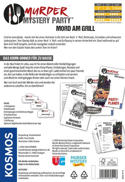 Produktbild: KOSMOS - Murder Mystery Party - Mord am Grill - Das Krimi-Dinner für zu Hause