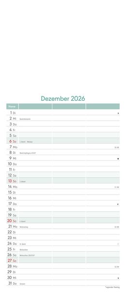 Produktbild: Kreativ-Kalender Planer für 2 2026 - 3 Spalten - 19,5x45 cm - Foto, Malen, Basteln - datiert - Kreativkalender - Foto-Kalender - Alpha Edition