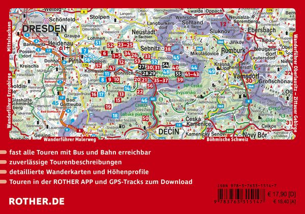 Produktbild: ROTHER Wanderf&uuml;hrer Elbsandsteingebirge. 58 Touren in der S&auml;chsischen Schweiz &ndash; mit Malerweg und Stiegen