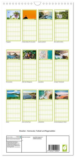 Produktbild: Familienplaner 2026 - Brasilien - Karnevale, Fu&szlig;ball und Regenw&auml;lder. mit 5 Spalten (Wandkalender, 21 x 45 cm) CALVENDO