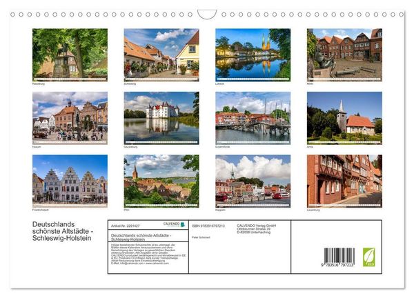 Produktbild: Deutschlands sch&ouml;nste Altst&auml;dte - Schleswig-Holstein (Wandkalender 2027 DIN A3 quer), CALVENDO Monatskalender