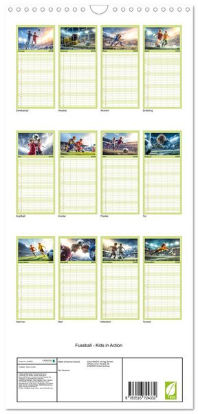 Produktbild: Familienplaner 2026 - Fussball - Kids in Action mit 5 Spalten (Wandkalender, 21 x 45 cm) CALVENDO