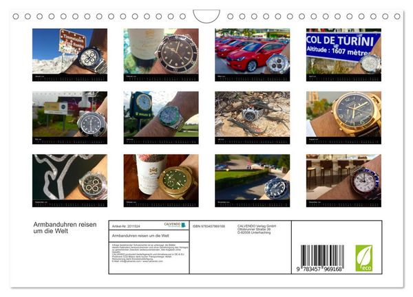 Produktbild: Armbanduhren reisen um die Welt (Wandkalender 2026 DIN A4 quer), CALVENDO Monatskalender