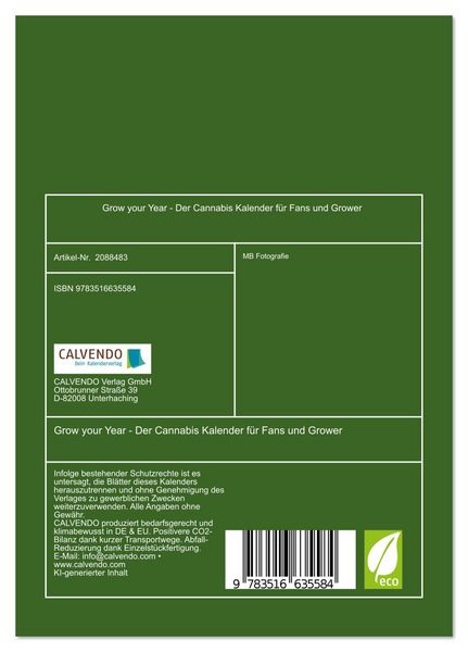 Produktbild: Grow your Year - Der Cannabis Kalender f&uuml;r Fans und Grower (Tischkalender 2026 DIN A5 hoch), CALVENDO Monatskalender
