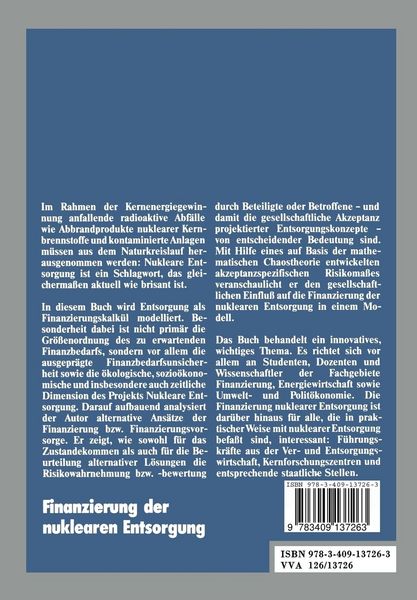 Produktbild: Finanzierung der nuklearen Entsorgung