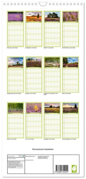 Produktbild: Familienplaner 2027 - Romantische Heidebl&uuml;te mit 5 Spalten (Wandkalender, 21 x 45 cm) CALVENDO