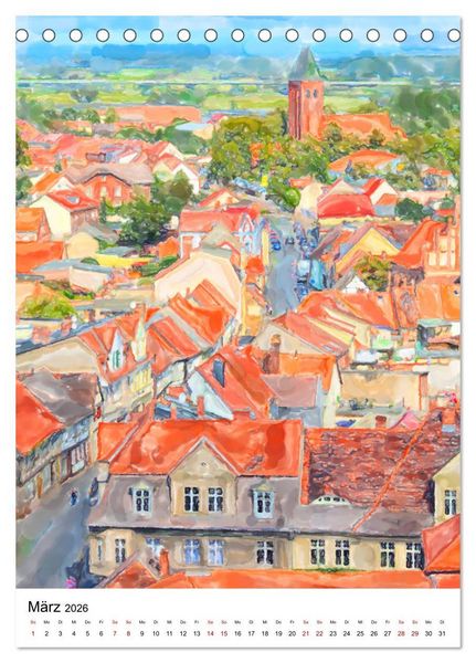 Produktbild: Tangerm&uuml;nde - Illustrationen der Stadt an der Elbe (Tischkalender 2026 DIN A5 hoch), CALVENDO Monatskalender