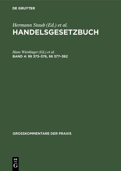 Produktbild: Handelsgesetzbuch / &sect;&sect; 373&ndash;376, &sect;&sect; 377&ndash;382