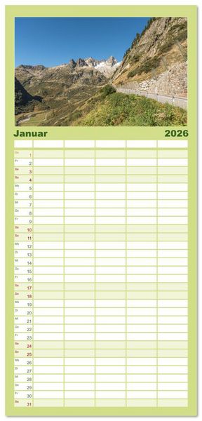 Produktbild: Familienplaner 2026 - Schweizer Alpenp&auml;sse mit 5 Spalten (Wandkalender, 21 x 45 cm) CALVENDO