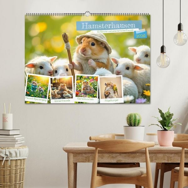 Produktbild: Hamsterhausen - Ein Hamster und seine tierischen Freunde (Wandkalender 2026 DIN A2 quer), CALVENDO Monatskalender