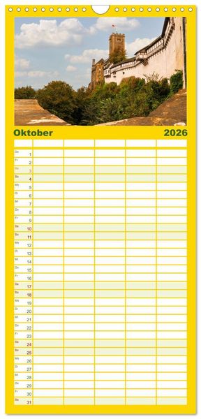 Produktbild: Familienplaner 2026 - Wartburgstadt Eisenach - Reise durch das sch&ouml;ne Th&uuml;ringen mit 5 Spalten (Wandkalender, 21 x 45 cm) CALVENDO