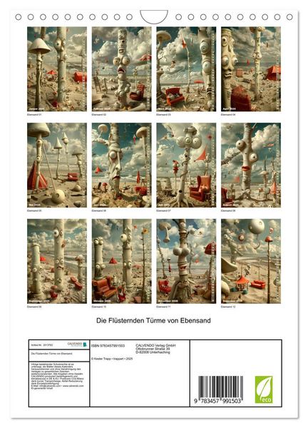 Produktbild: Die Fl&uuml;sternden T&uuml;rme von Ebensand (Wandkalender 2026 DIN A4 hoch), CALVENDO Monatskalender