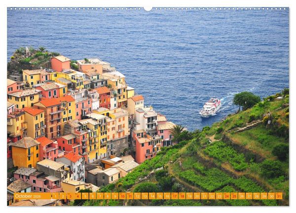Produktbild: Colourful Postcards from Cinque Terre (High Quality Premium Wall Calendar 2026 DIN A2 landscape),CALVENDO 12 Month Wall Calendar