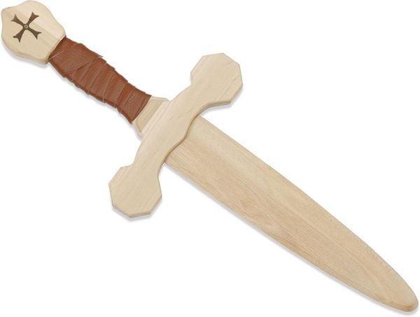 Produktbild: BestSaller 1014 - Templer-Dolch, Birke, 40cm, Holz-Dolch, Griff mit brauner Kunstlederwickelung