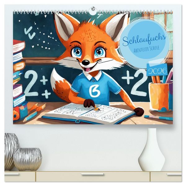 Produktbild: Schlaufuchs - Abenteuer Schule (hochwertiger Premium Wandkalender 2026 DIN A2 quer), Kunstdruck in Hochglanz