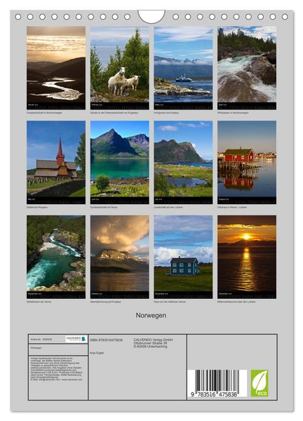 Produktbild: Norwegen (Wandkalender 2026 DIN A4 hoch), CALVENDO Monatskalender