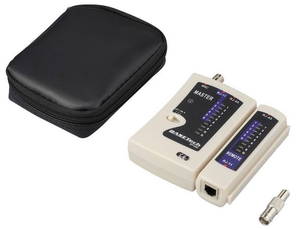 Produktbild: Basetech Kabeltester BT-200 BT-200 Geeignet f&uuml;r RJ-45, RJ-11, BNC