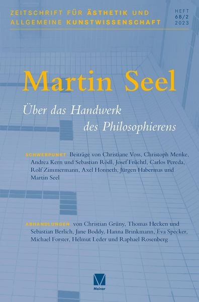 Produktbild: Zeitschrift f&uuml;r &Auml;sthetik und Allgemeine Kunstwissenschaft, Band 68/2