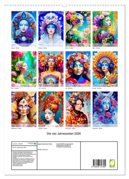 Produktbild: Die vier Jahreszeiten 2026 (hochwertiger Premium Wandkalender 2026 DIN A2 hoch), Kunstdruck in Hochglanz