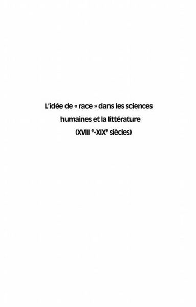 Produktbild: L'Idee de &quote;race&quote; dans les sciences humaines et la litteratur
