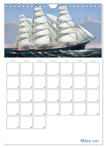 Produktbild: Segelschiffe - mit Planerfunktion (Wandkalender 2027 DIN A4 hoch), CALVENDO Monatskalender
