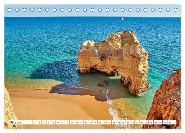 Produktbild: Algarve - Die sch&ouml;nste K&uuml;ste Europas (Tischkalender 2026 DIN A5 quer), CALVENDO Monatskalender