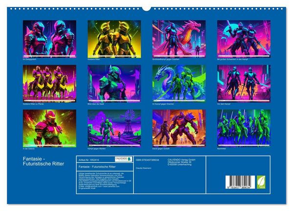 Produktbild: Fantasie - Futuristische Ritter (hochwertiger Premium Wandkalender 2026 DIN A2 quer), Kunstdruck in Hochglanz