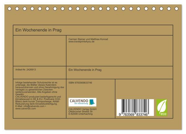 Produktbild: Ein Wochenende in Prag (Tischkalender 2027 DIN A5 quer), CALVENDO Monatskalender