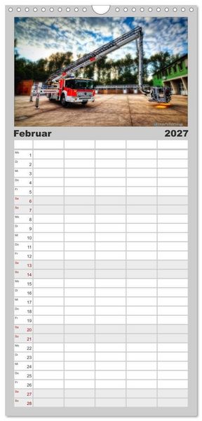 Produktbild: Familienplaner 2027 - HDR Einsatzfahrzeuge mit 5 Spalten (Wandkalender, 21 x 45 cm) CALVENDO