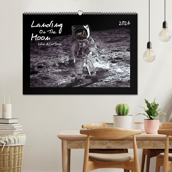 Produktbild: Landing On The Moon Like A Cartoon (Wandkalender 2026 DIN A2 quer), CALVENDO Monatskalender