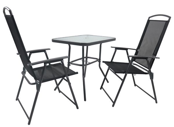 Produktbild: 3-tlg Sitzgruppe Gartenmöbel Tisch Stühle Set 80