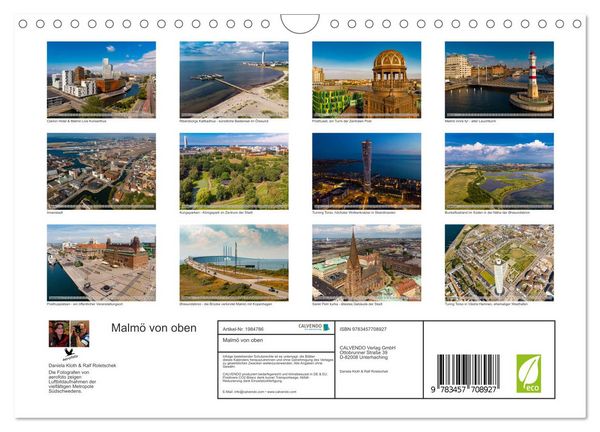 Produktbild: Malm&ouml; von oben (Wandkalender 2026 DIN A4 quer), CALVENDO Monatskalender