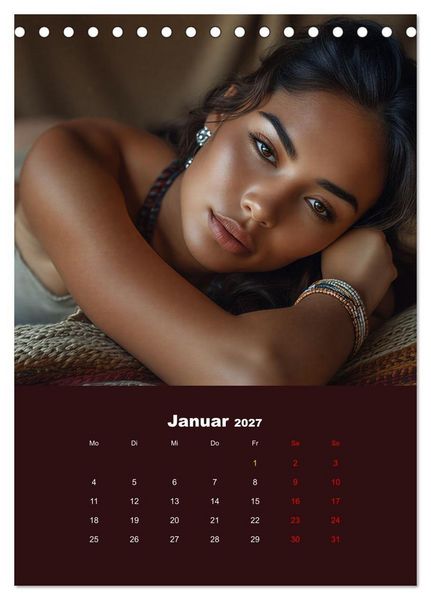Produktbild: Indianische Sch&ouml;nheiten Kalender: Sinnliche Glamour Frauen in KI Kunst (Tischkalender 2027 DIN A5 hoch), CALVENDO Monatskalender