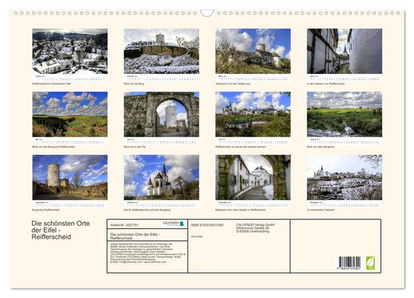 Produktbild: Die sch&ouml;nsten Orte der Eifel - Reifferscheid (Wandkalender 2026 DIN A2 quer), CALVENDO Monatskalender