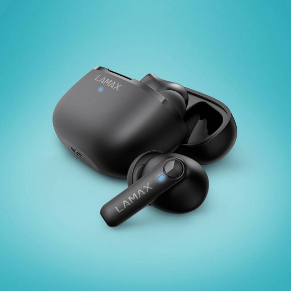 Produktbild: Lamax Clips1 Play In Ear Headset Bluetooth&reg; Stereo Schwarz Batterieladeanzeige, Ladecase, Lautst&auml;rkeregelung, Schwei&szlig;resistent, Touch-Steuerung,