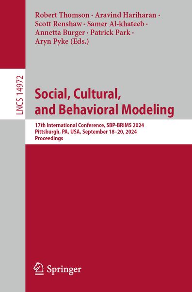 Produktbild: Social, Cultural, and Behavioral Modeling
