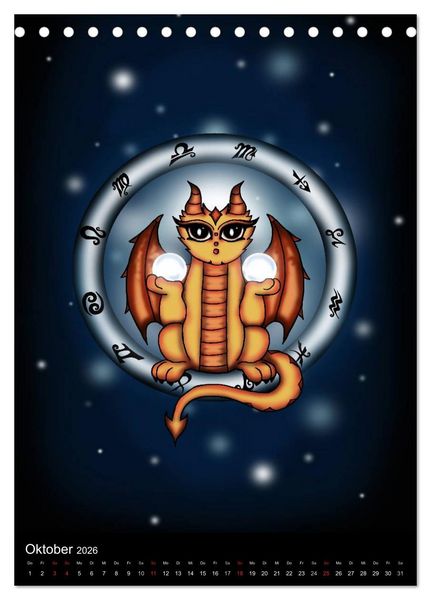 Produktbild: Drachen-Sternzeichen (Tischkalender 2026 DIN A5 hoch), CALVENDO Monatskalender