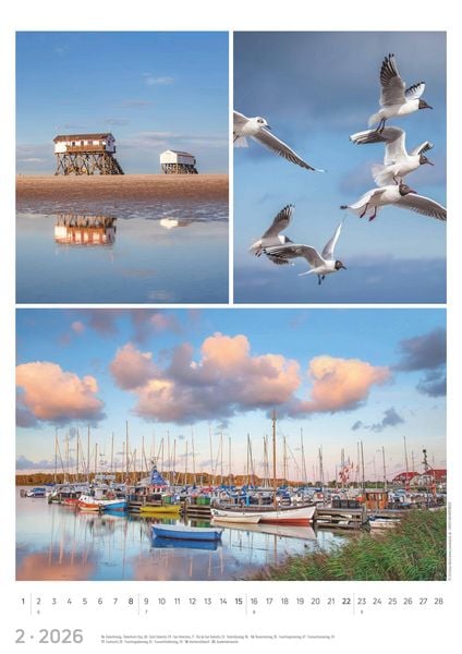 Produktbild: Strandgeflüster - Momente am Meer 2026 - Bildkalender A3 (29,7x42 cm) - mit Feiertagen - Triplets - drei Bilder pro Monat - Naturkalender - Wandplaner