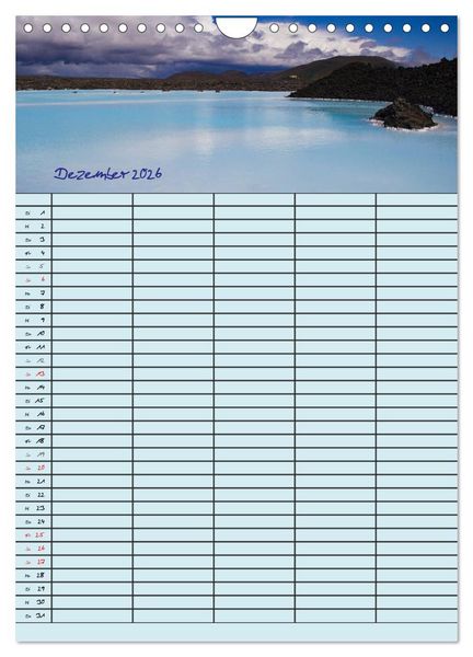 Produktbild: Island Familienplaner (Wandkalender 2026 DIN A4 hoch), CALVENDO Monatskalender