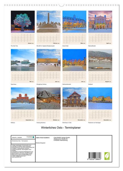 Produktbild: Winterliches Oslo - Terminplaner (hochwertiger Premium Wandkalender 2026 DIN A2 hoch), Kunstdruck in Hochglanz